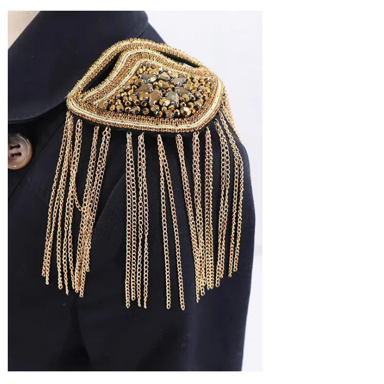 Exquisite Western-Style Performance Costumes Metal Punk-Syle Shoulder Ornaments Epaulets Fringed Epaul for Clothing Accessories