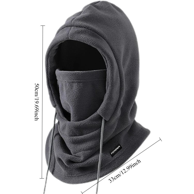 Unisex Winter Balaclava Knit Hooded Windproof Cycling Face Mask with Drawstring Motorcycle Riding Headgear Warm Knitted Caps