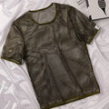 Summer Men's T Shirts Mesh Hollowed Sheer Short-Sleeved Breathable Blouse Sports Streetwear Shirt Fitness Transparent Tee Shirts