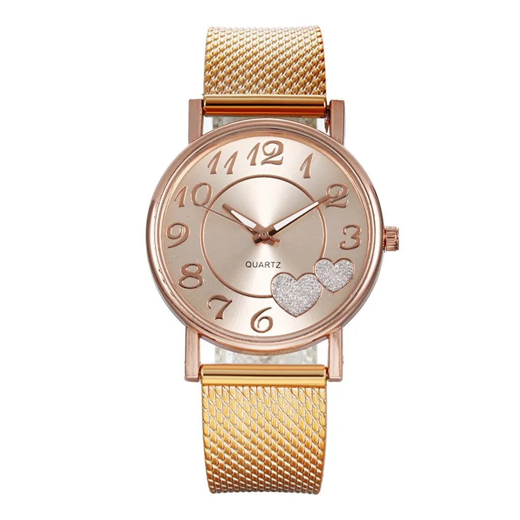 Women Watch Business Wristwatches Jewelry Часы Женские Large Number Round Dial Fashion Watches with Mesh Belt Wild Creative Gift