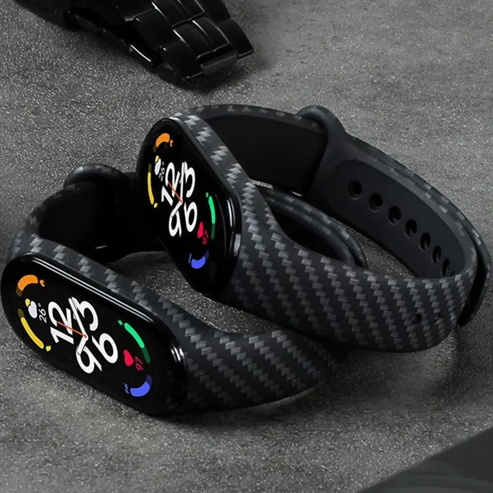 Carbon fiber strap For Xiaomi Mi Band 7 nfc Wristband smartwatch watchbands silicone bracelet correa Mi Band 6 4 5 3 accessories