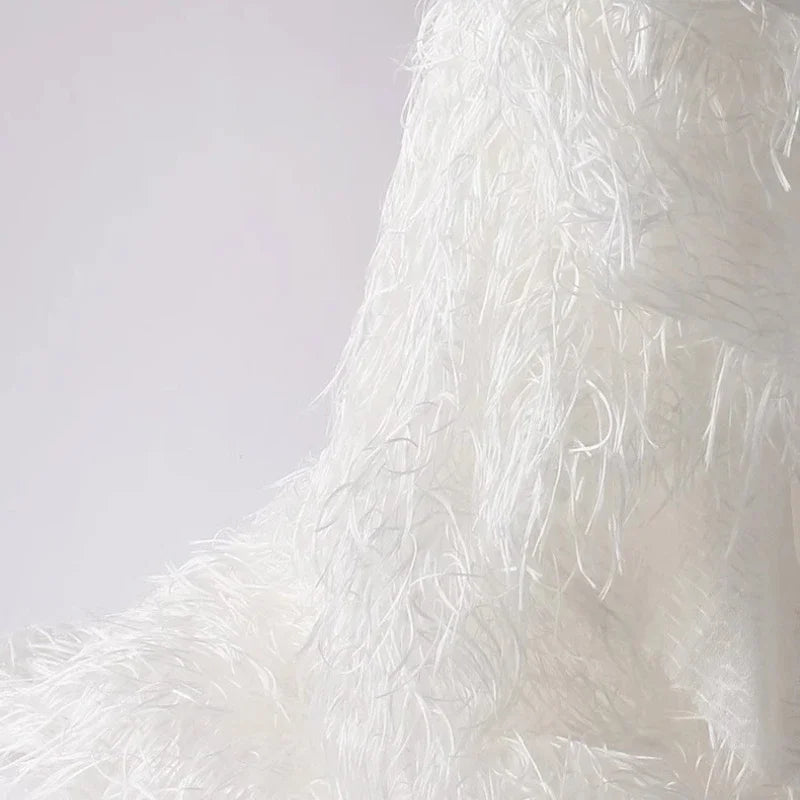 Feather Fringe Jacquard Fabric for Fashion Designers Handmade Diy Accessories By The Yard