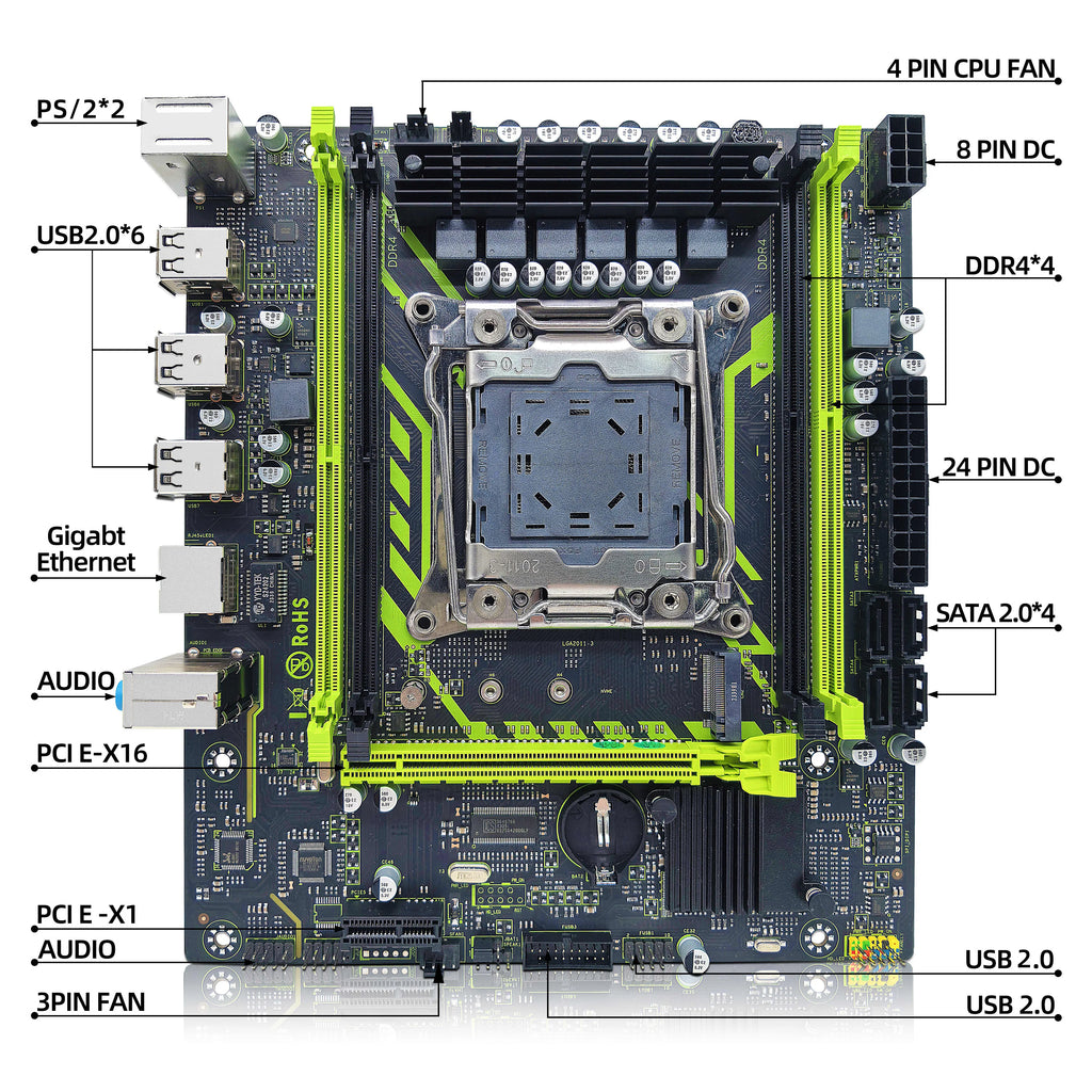 ZSUS X99-8D4 Motherboard Set Kit With LGA2011-3 Xeon E5 2650 V3 CPU DDR4 16GB (1*16GB) 2133MHZ RAM Memory NVME M.2 SATA