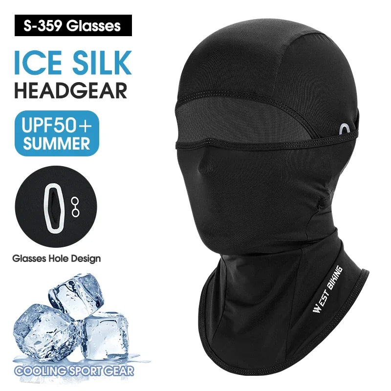 WEST BIKING Summer Cycling Face Mask Cool Breathable Sports Balaclava Men Women Bicycle Motorcycle Sun UV Protection Cycling Cap