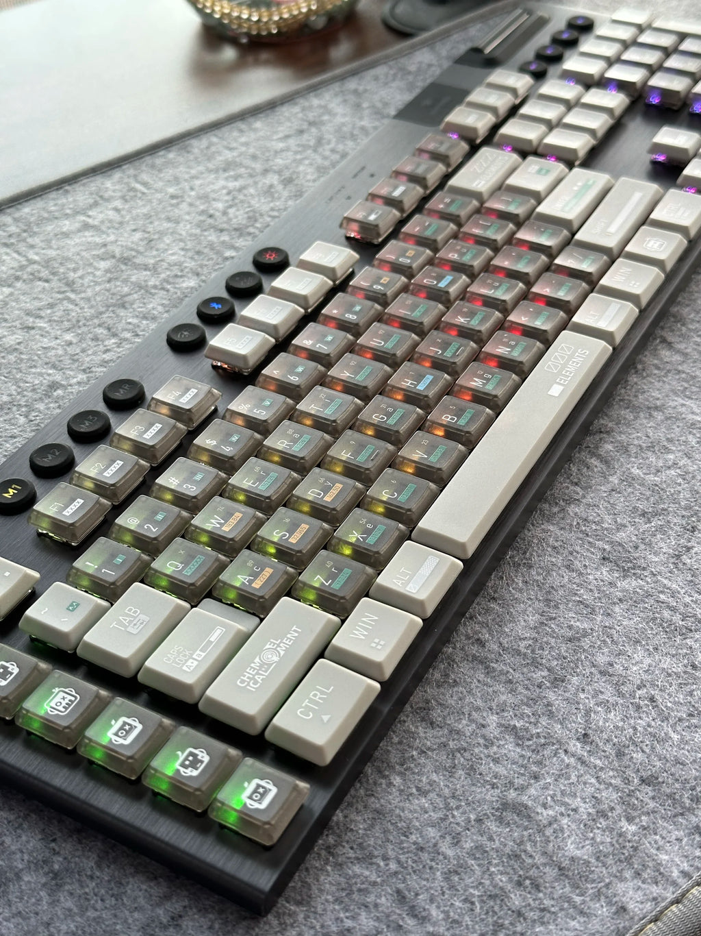 Chemical Element Keycaps,PC+PBT Custom Heart TP Keycap Set Suitable for Logitech G915/G815 Mechanical Keyboard,Only Keycaps