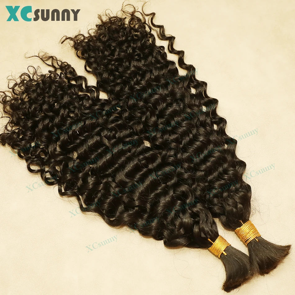 4 27 Braiding Hair Bulk Human Hair For Braiding Color 4 30 Deep Curly Human Hair For Boho Braids Double Drawn Bundles No Weft