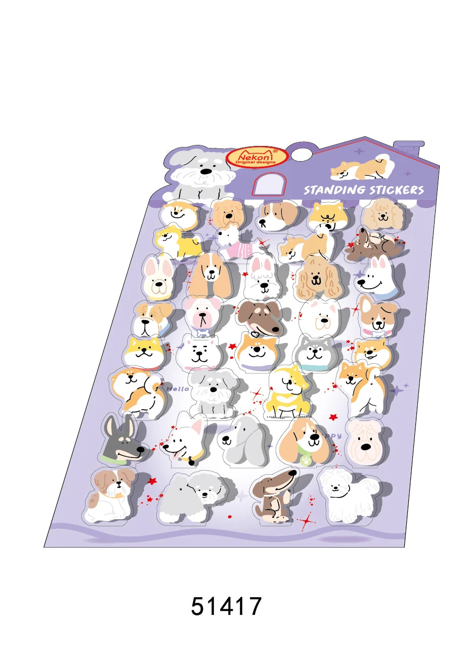 Korean Import NEKONI Fun 3D Standing Sticker Cartoon Character Animals Scrapbooking Diy Journal Cute Stationery Sticker Gift