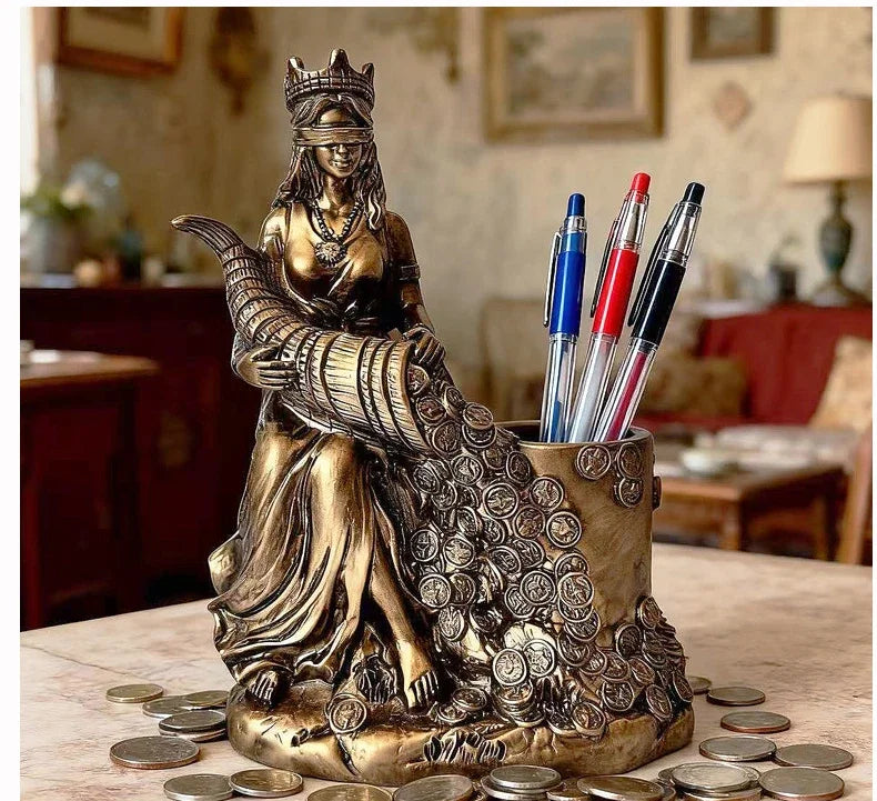 Goddess of Wealth Statue Accent Lakshmi & Fortune Deity Sculpture for Home/Office Blessing Abundance Prosperity Decor Gift