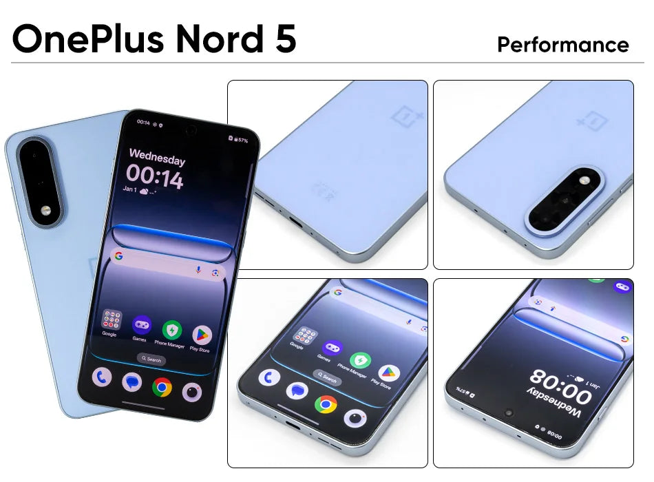 OnePlus Nord 5 Smartphone 5G Snapdragon 8s Gen 3  6.83”AMOLED Display 144 Hz 5200mAh 80W SUPERVOOC Charging 50MP Dual Cameras