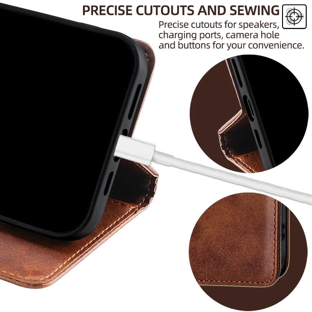 Wallet With Card Slots Holder Magnetic Flip Leather Book Case for Motorola E14 G64 G64Y G85 G54 Moto G Power G Play G 5G 2024