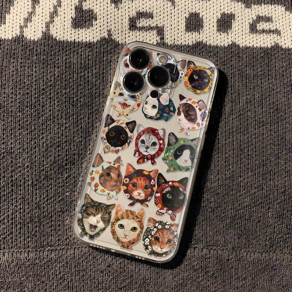 Colorful Cat Design Phone Case For iPhone 17 Pro Max 16 15 14 13 12 11 16 Plus 17 Air Shockproof Silicone Bumper Cover