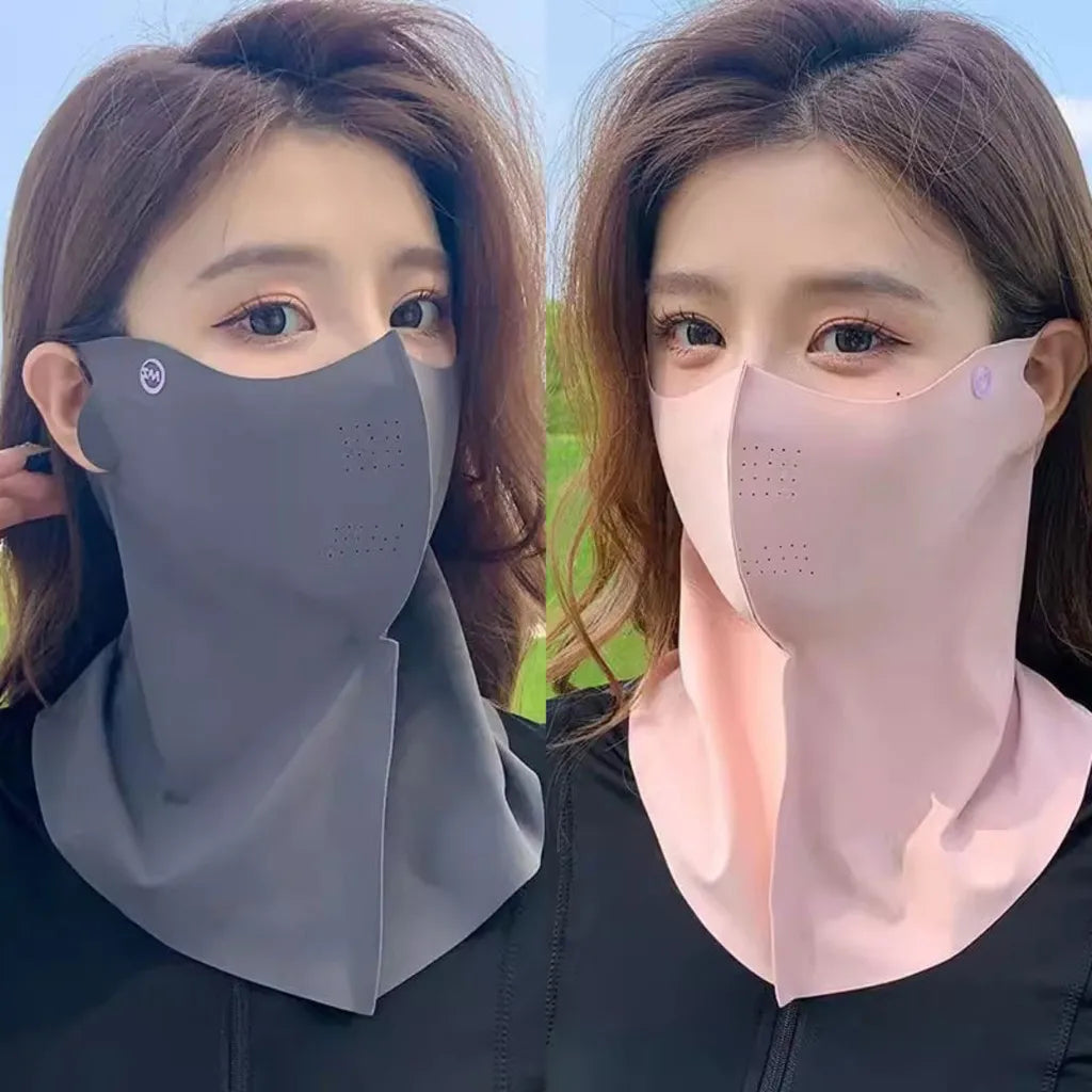 2PCS Ice Silk Sun Protection Mask Anti-Ultraviolet Neck Guard 3D Mask Summer Breathable Eye Protection Face Mask