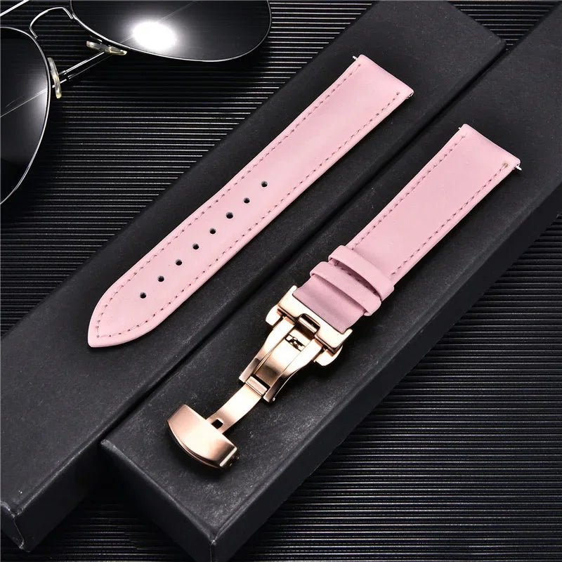 New Women's Business Commuter Strap 18mm 20mm 22mm 24mm with Automatic Butterfly Buckle Watchband