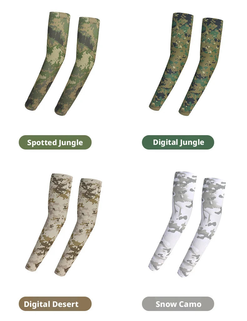 Sunscreen Camouflage Ice Silk Sleeves for Summer Outdoor Tactical Arm Protection, Suitable for Men and Women for Cycling,