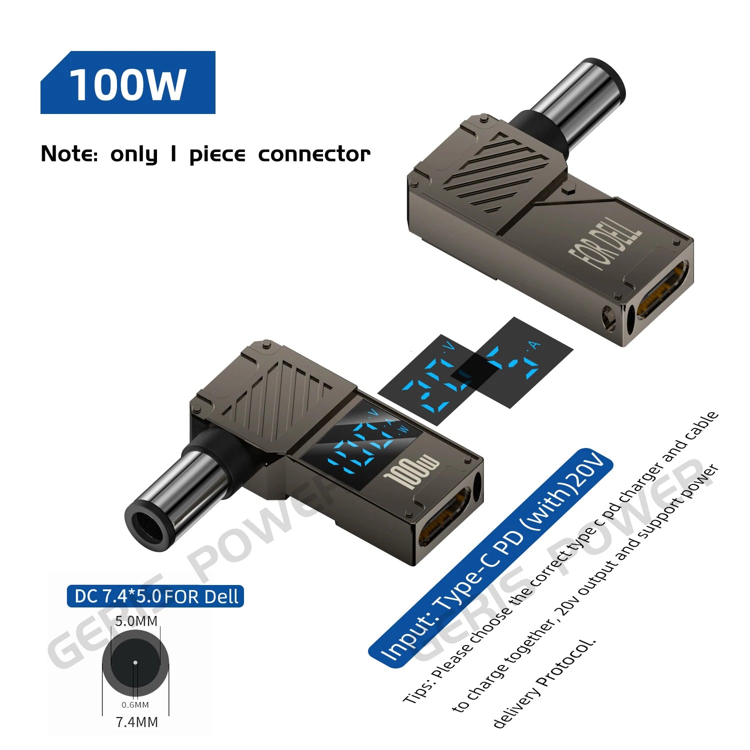 100W USB Type C Fast Charging Adapter Plug Connector Universal USB C to DC Laptop Charger Converter for Lenovo Dell Asus Hp Acer