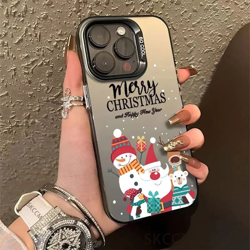 New Style Christmas Pattern Phone Case For iPhone 16 15 14 13 12 11 Pro Max XS X XR 7 8 16 Plus SE 2022 Shockproof Hard Cover