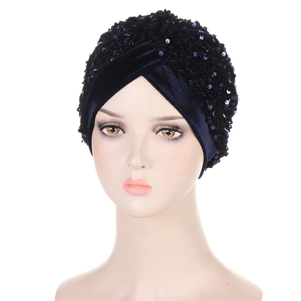 New Women Velvet Turban Hat Muslim Twist Solid Color Hijab Chemo Cap Head Wrap Headscarf Beanies Bonnet Headscarf Turbante Mujer