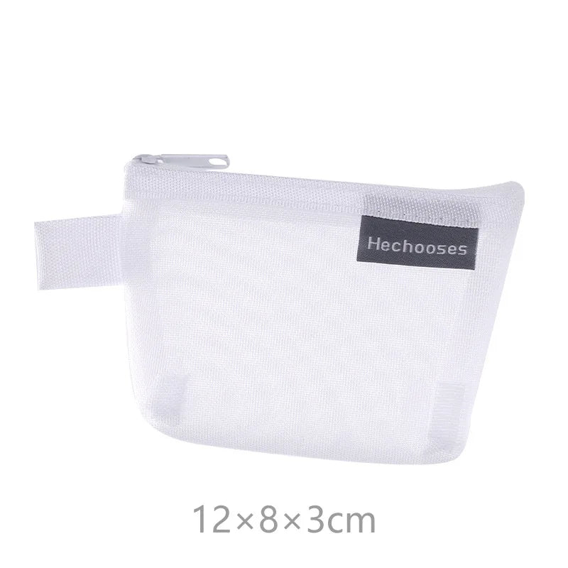 Mini Clear Nylon Mesh zipper Cosmetic Bags Cute Women Small Lipstick Makeup Bags Pouch Data Line Key Earphone Organizer Case