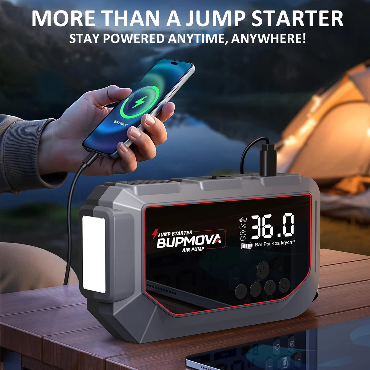 4 in 1 Car Jump Starter with Air Compressor 4000A Portable Power Bank 150PSI Tire Inflator Auto Portable Battery Starter for Car