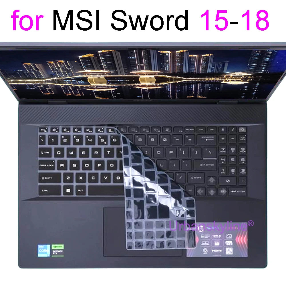 Keyboard Cover for MSI Sword 16 17 HX 15 15.6 17.3 B13V B14V A13U A13V A12V A12V Protector Skin Case Silicone 15.6 17.3