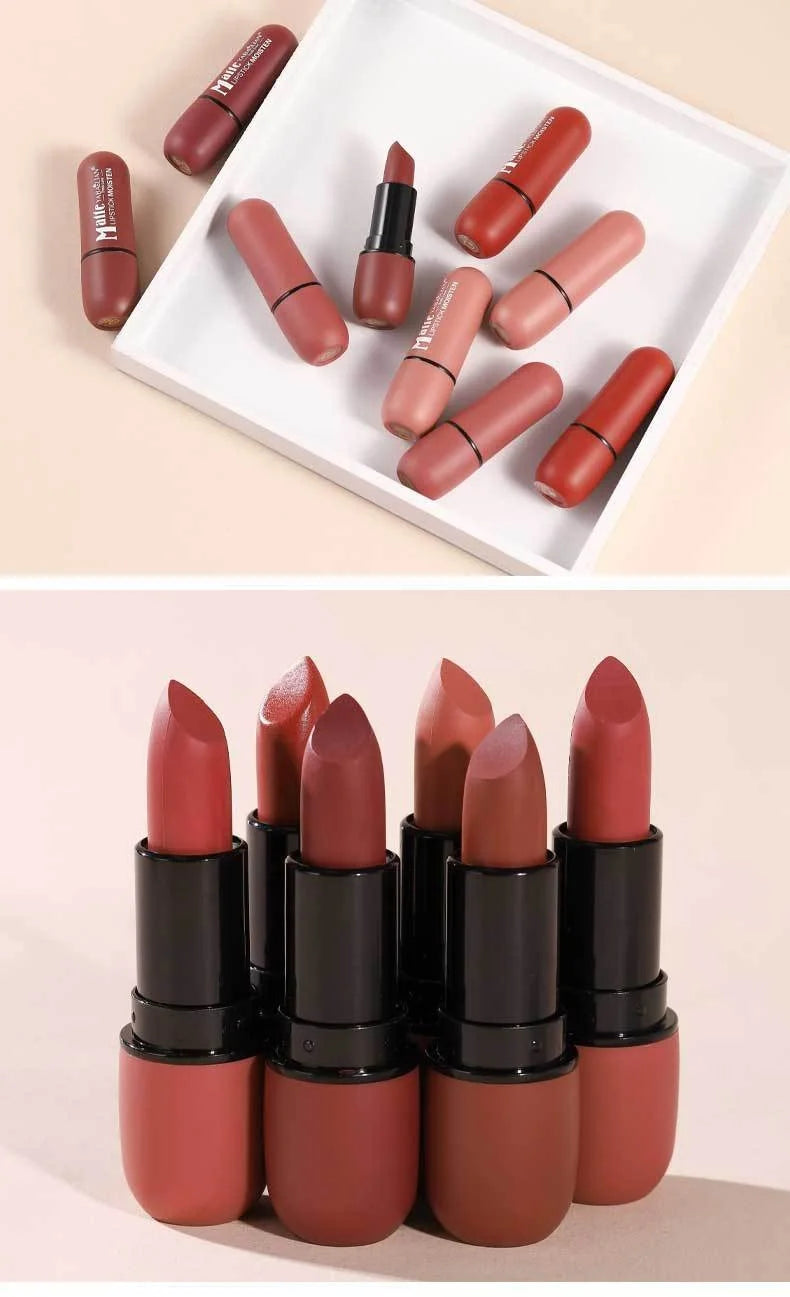 6 Colors Sexy Matte Lipstick Waterproof Long Lasting Color Rendering Non-stick Nude Brown Lipstick Pencil Woman Makeup Cosmetics