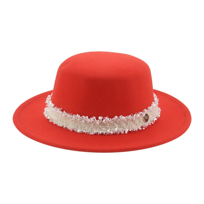 Hats for Women Fedoras Felted Hat Flat Dome Solid Band Luxury Elegant Fahsion Jazz Cap Women's Hat Women Hat Sombreros De Mujer