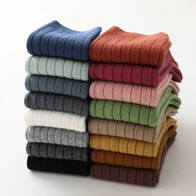New Fashion Solid Baby Boys Girls Knee High Long Socks Cotton Breathable Stripe Soft Kids Sock Children School Uniform Socks