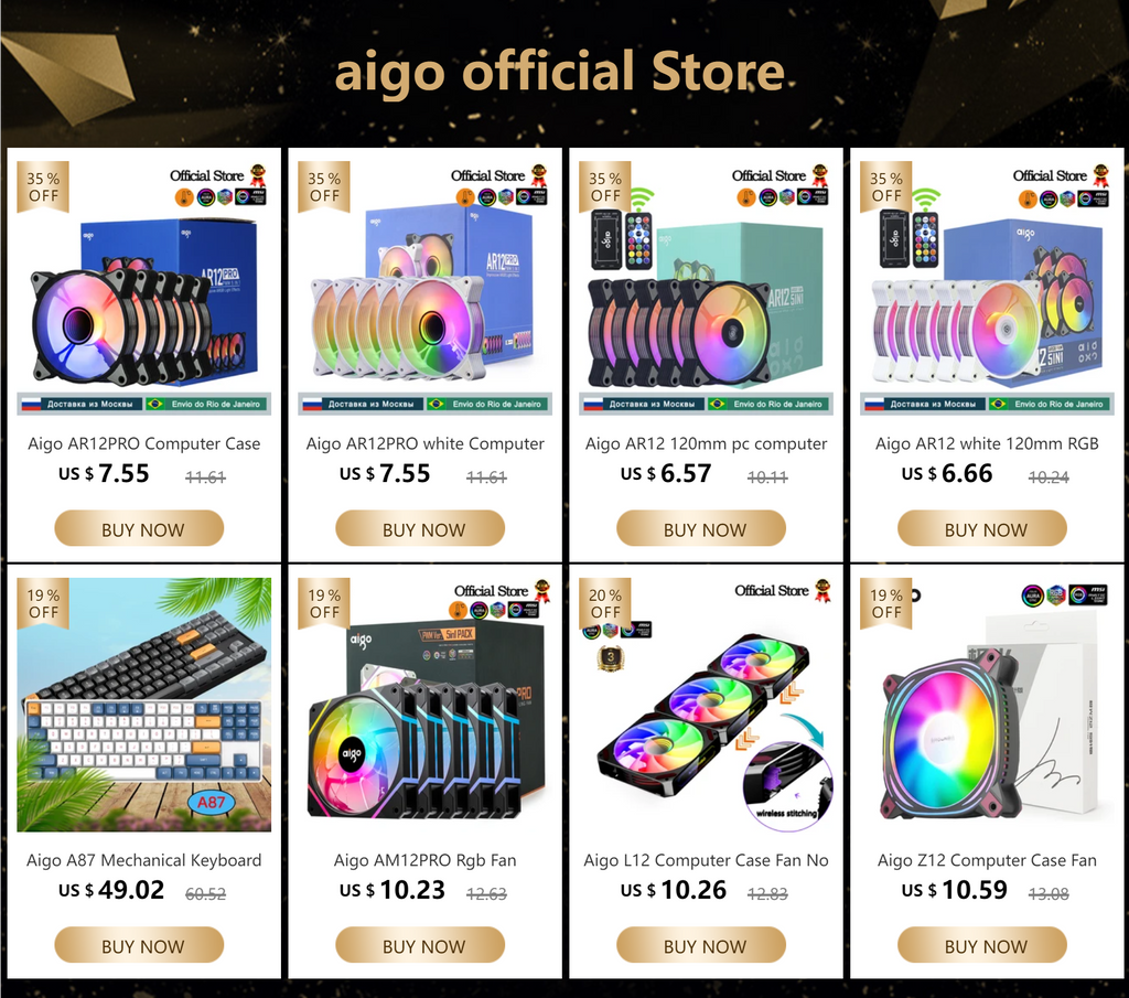 Aigo AR12 white 120mm RGB FAN ventilador PC gamer Computer Case kit Fan Cooling Cooler 12cm Adjust Speed 12V ARGB Fans ventoinha