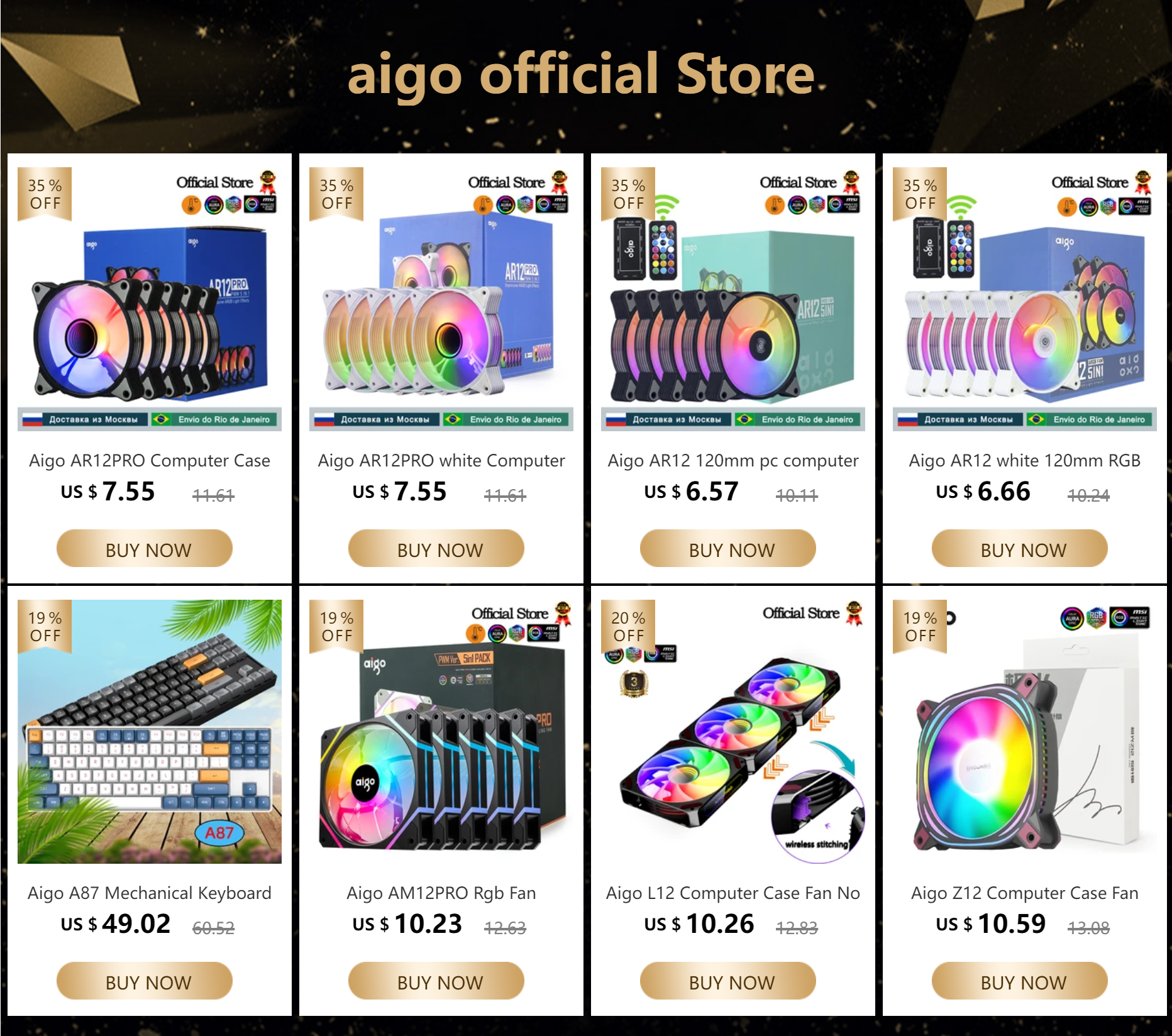 Aigo AR12 white 120mm RGB FAN ventilador PC gamer Computer Case kit Fan Cooling Cooler 12cm Adjust Speed 12V ARGB Fans ventoinha