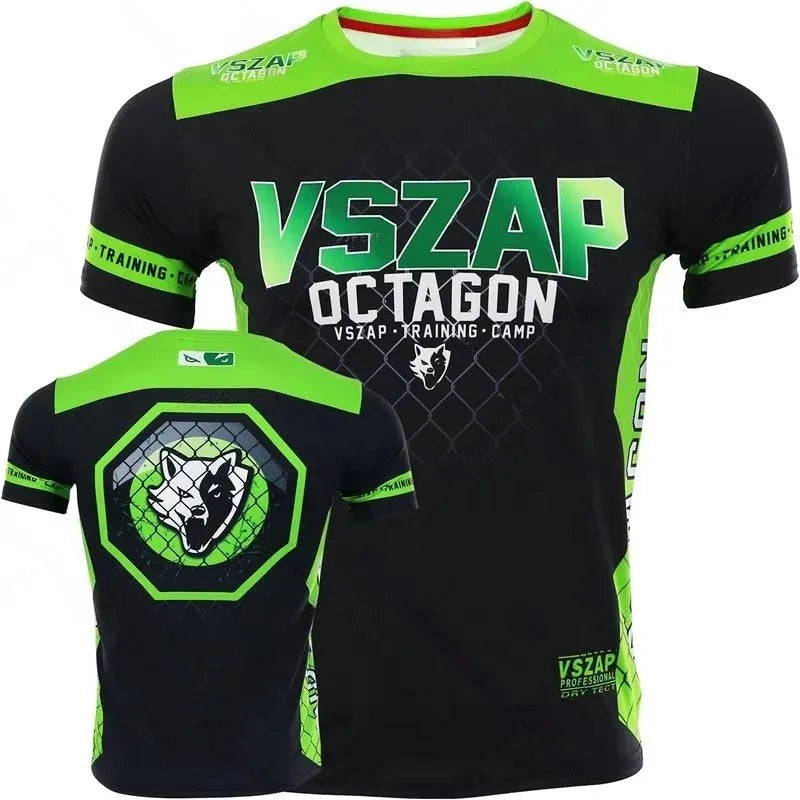 2026 New Men's Muay Thai T Shirt Summer Breathable Quick Dry Tees Running Fitness Sports Outdoor Boxing Wrestling Tracksuits