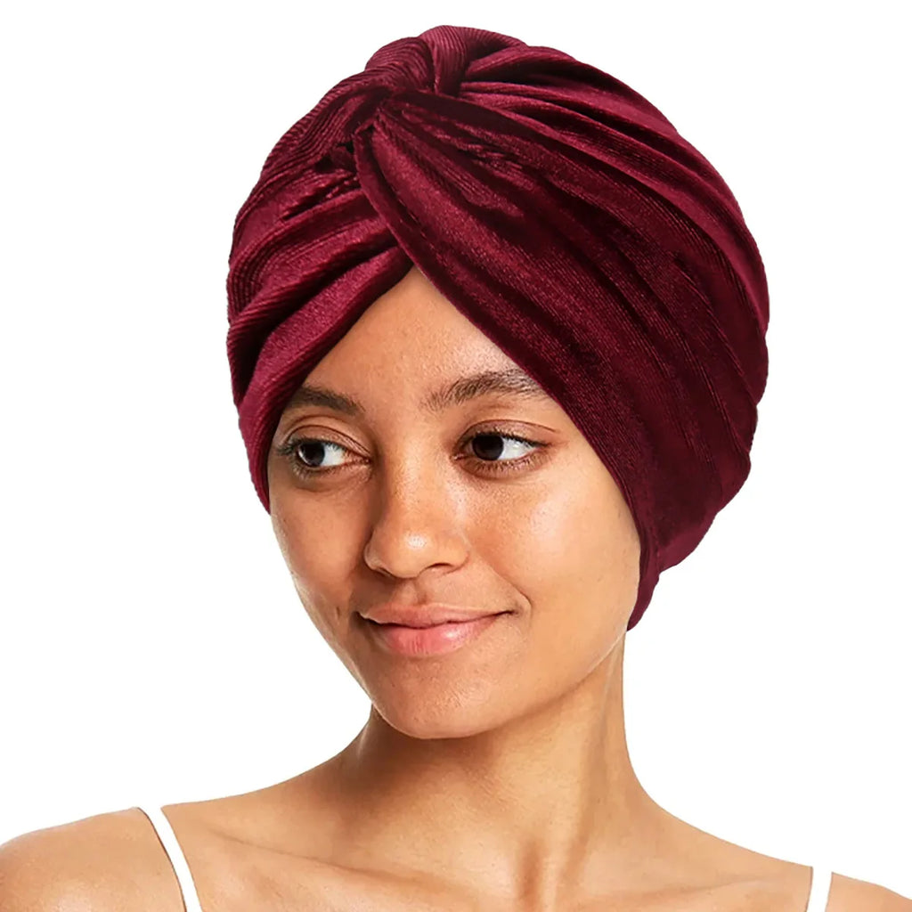 New Women Velvet Turban Hat Muslim Twist Solid Color Hijab Chemo Cap Head Wrap Headscarf Beanies Bonnet Headscarf Turbante Mujer