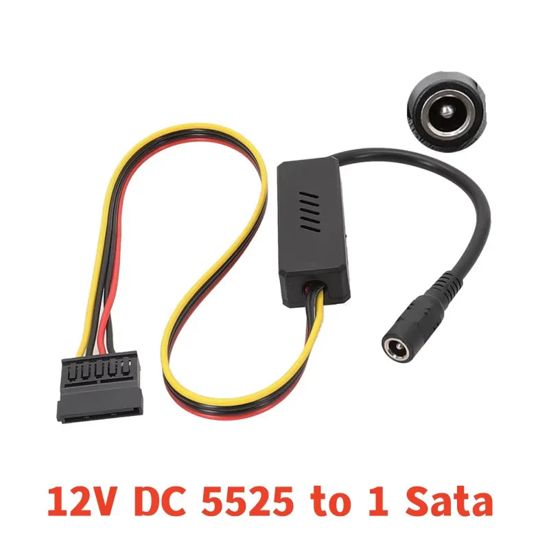 DC 5525 To Hard Disk Cable DC 12V to SATA Hard Disk Cable Step-Down Voltage Regulator DC to SATA/IDE Adapter For NAS Server PC