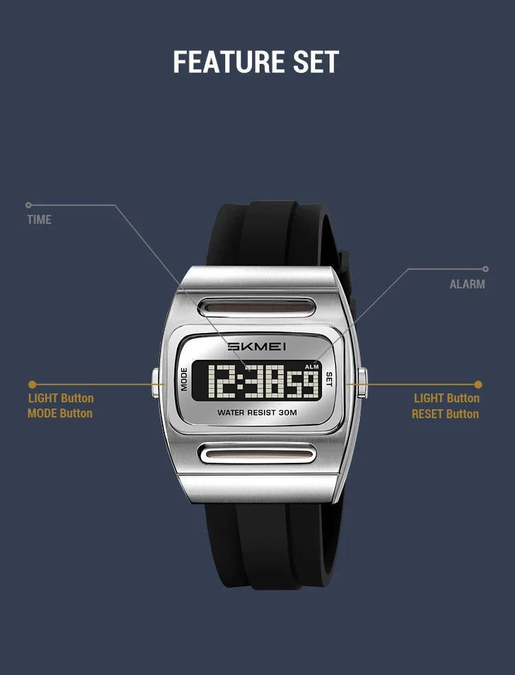 SKMEI 2563 New Solar Men's Digital Watch Silicone Strap Waterproof Multi functional Electronic Watch Alarm Clock reloj hombre