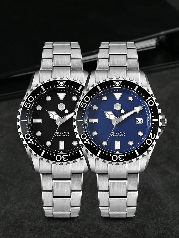 San Martin 40mm Enamel Dial YN55 Men Diver's Automatic Mechanical Watch 3H Date BGW-X1 30Bar Waterproof Montre Homme SN0009D