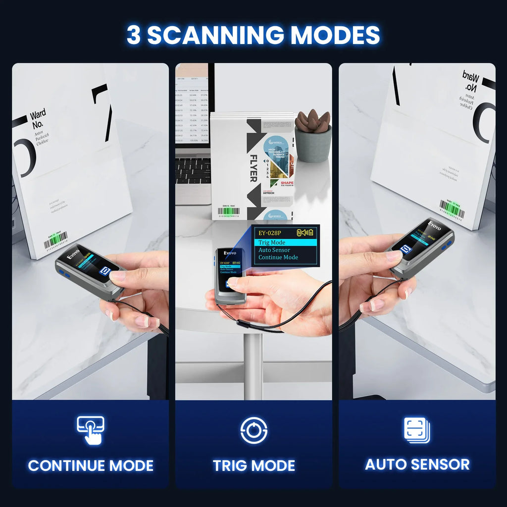 Eyoyo Mini Bluetooth QR Code Scanner with LCD Display Portable Wireless 1D 2D Book Barcode Scanner Reader for Library