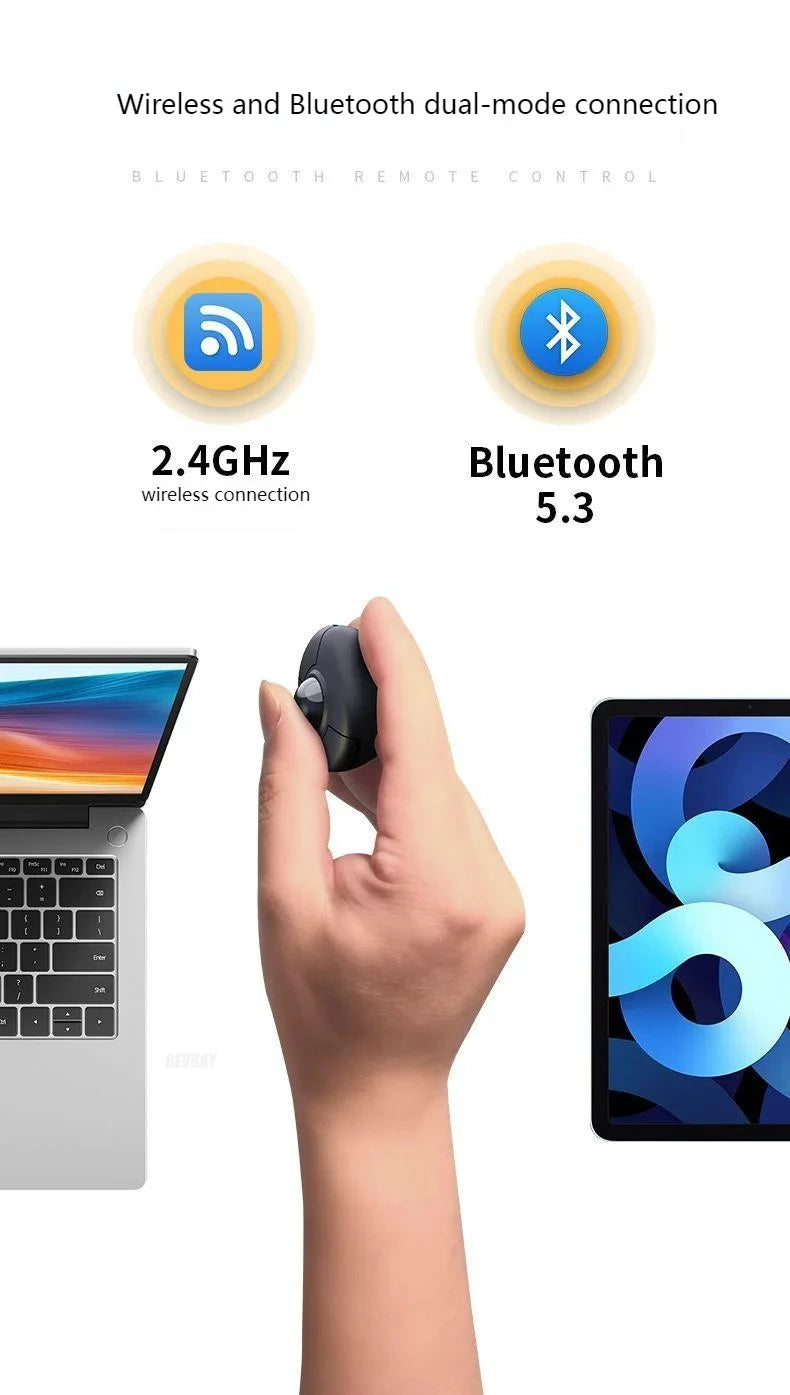 Trackball Finger Ring Mouse - 2.4G+Bluetooth Wireless Remote for Short Video/PPT/In-Vehicle Display
