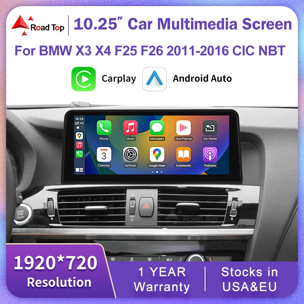 1920*720 Multimedia Touch Screen Wireless Carplay For BMW X3 F25 X4 F26 2014-2016 CIC NBT System Android Auto NBT System