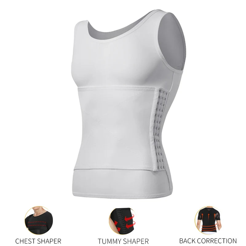 Mens Body Shaper Compression Shirts Abdomen Shapewear Tummy Slimming Sheath Gynecomastia Shapers Corset Waist Trainer Fajas Tops