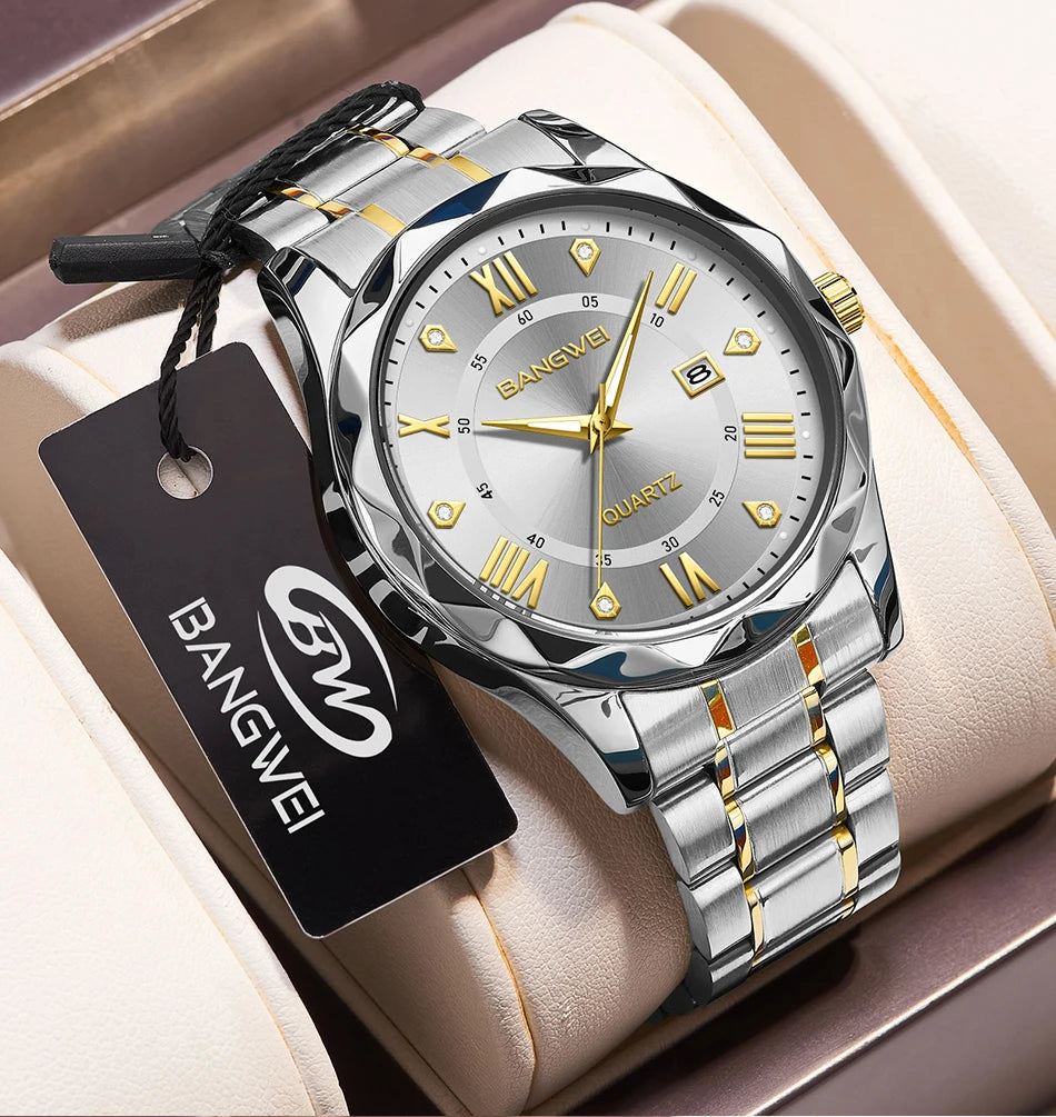 LIGE Men Watch BangWei Top Brand Luxury Watch Men Waterproof Week Date Clock Sport Watch Men Quartz Wristwatch Relogio Masculino
