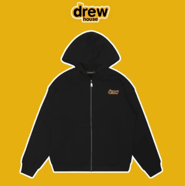 Drew House Men's Clothing Embroidery Printing logo autumn and winter designer American retro print loose Solid color Coat Jacket