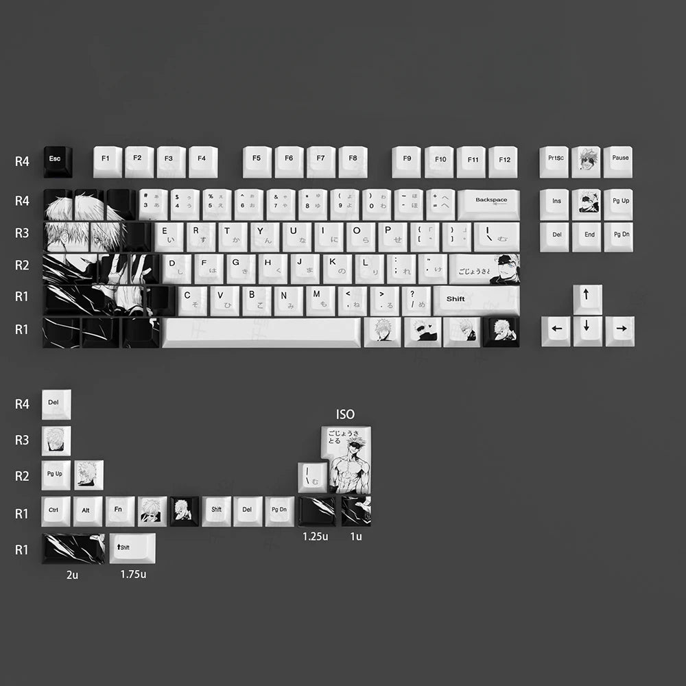 Satoru Gojo Theme Anime Keycaps Set PBT Sublimation Keyboard Caps Custom Cherry Profile Keycaps for Mechanical Keyboard 105key