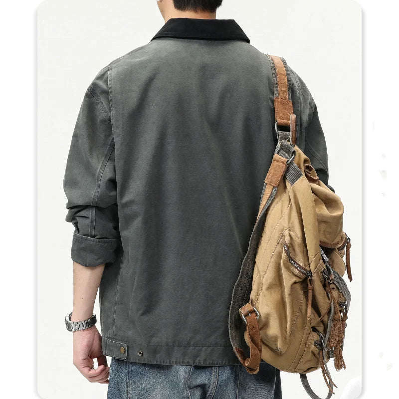 Men's fashion brand wash to do old American vintage cargo jacket high-grade fashion coat
