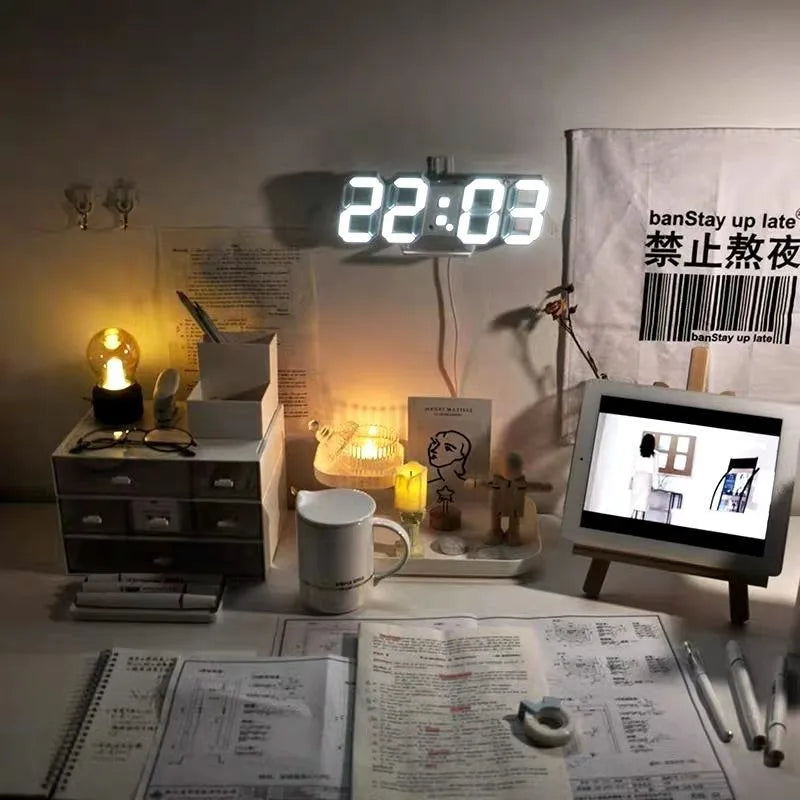LED Digital Alarm Clock Wall Hanging With 3D Display Date Temperature For Home Kitchen Office Decoration Clocks Decor