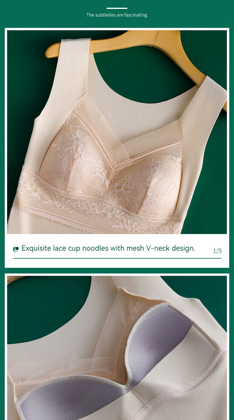 Women Thermal Underwear Winter  Bottoming Top Seamless Thick Double Layer Warm Lingerie Warm bra Sports underwear