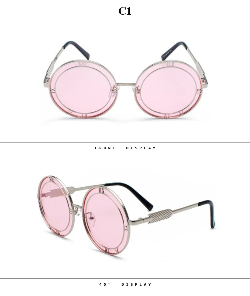 Designer Round Sunglasses For Women And Men Stylish Luxury Brand Unisex Glasses Punk Fashion Trend Eyewear UV400