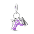 925 Silver Lipstick High Heels Charms For Lady Pendant Fit Original Bracelet DIY Ornament