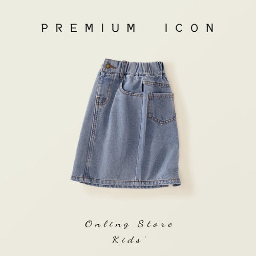2025 Spring/Summer New Arrival Girls' Denim Pencil Skirt, Soft Washed Korean Style Baby Girl High-Waisted Skirt