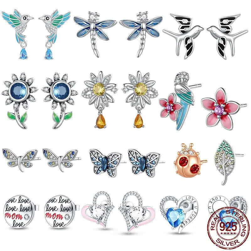 Hot Sale 925 Sterling Silver Spring Zircon Sunflower Stud Earrings For Women 2023 Trending Fashion Jewelry mother's day gift