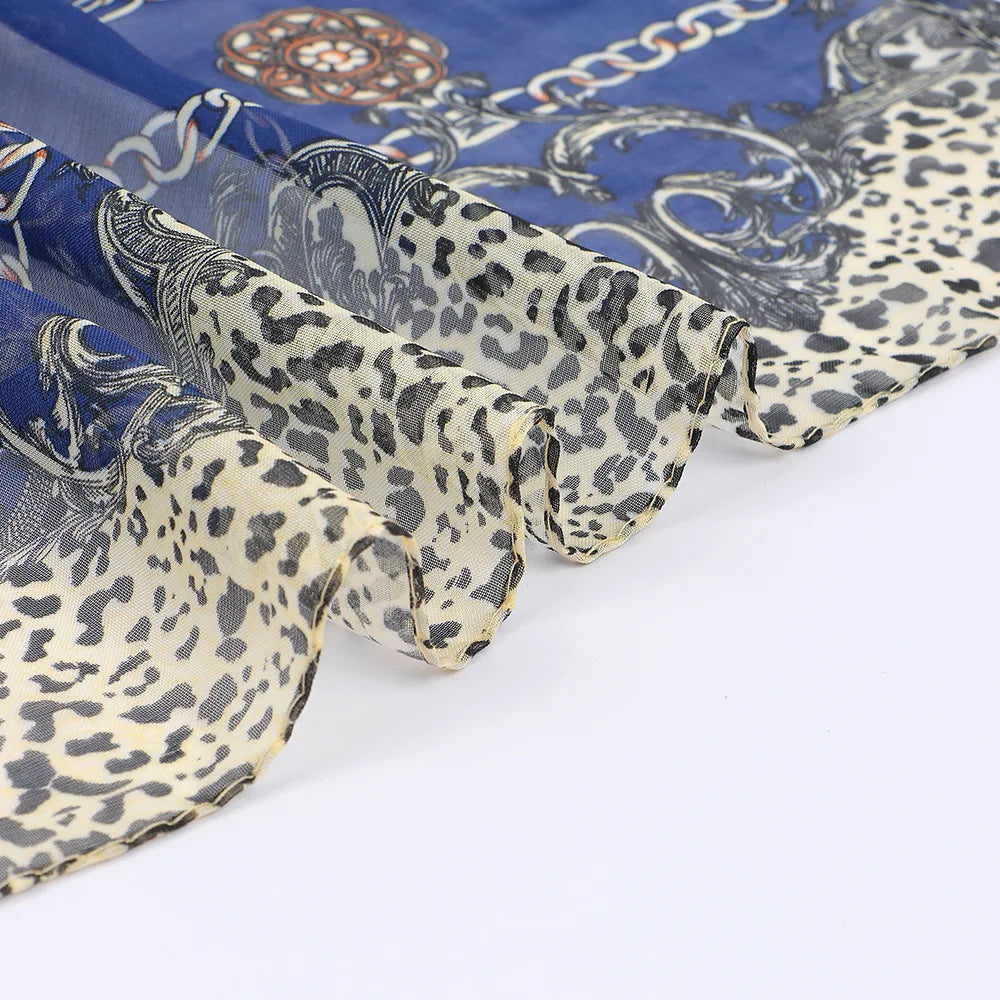 2024 New Fashion Summer Women Leopard Beach Scarf Chiffon Silk Shawls Headband Female Headband Wraps Sunscreen Hijab Wholesale