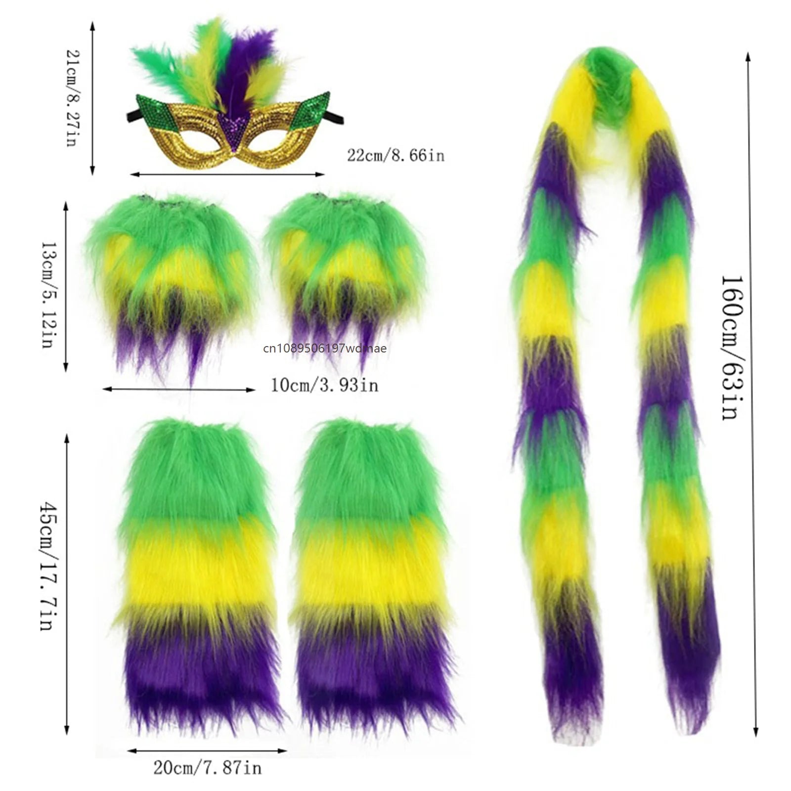 Carnival Costume Accessories Festive Face Covering Gloves Leg Warmers and Scarf Cosplay MardiGras Outfit Holiday Party